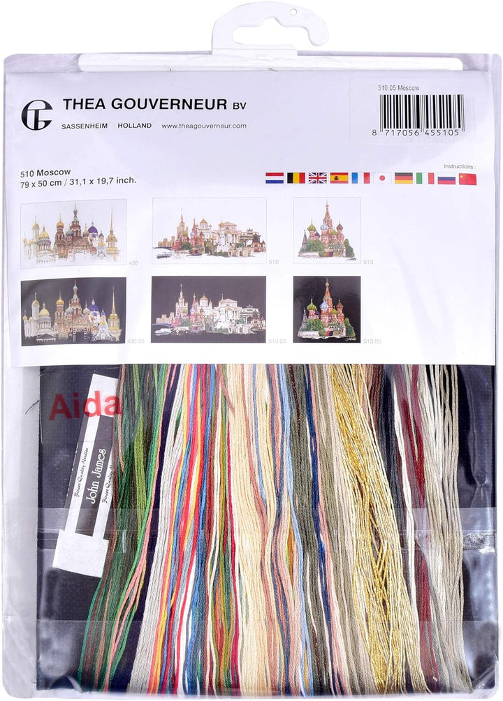 Thea Gouverneur - Kreuzstich-Set - Moskau Russand - Aida Schwarz - 18 Count - Für Erwachsene - 510.0