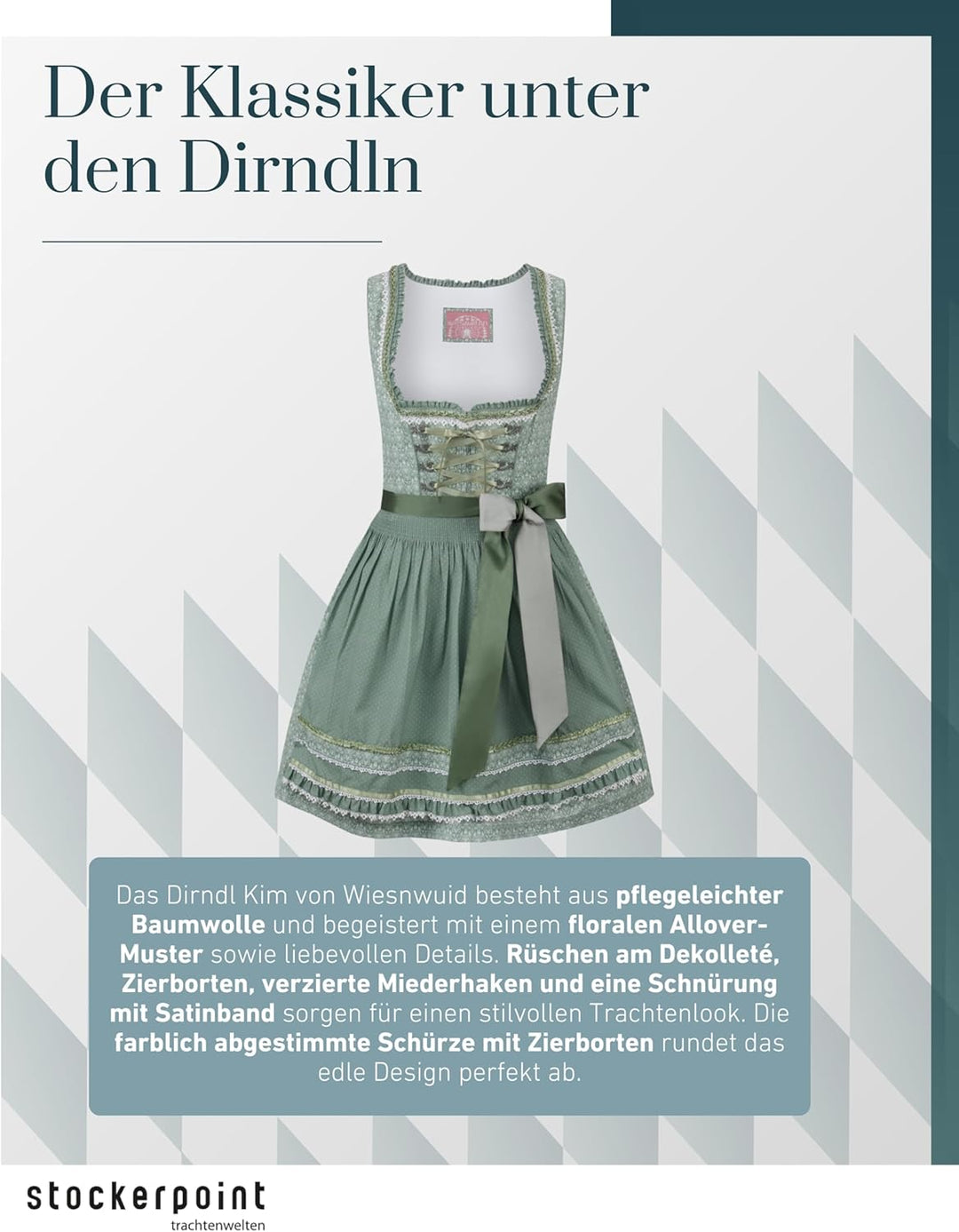 Stockerpoint Damen Dirndl Kim Kleid für besondere Anlässe 30 Salbei, 30 Salbei