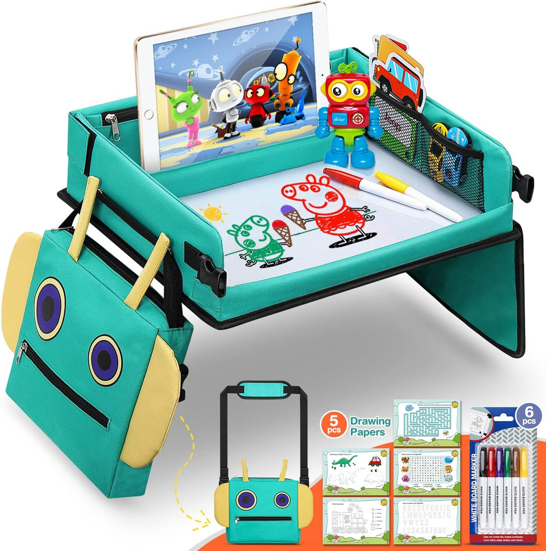 Joujou 2 In 1 Kinder Reisetisch, Roboter-Rucksack Abnehmbarer Multifunktionaler, Auto Kinder Knietab