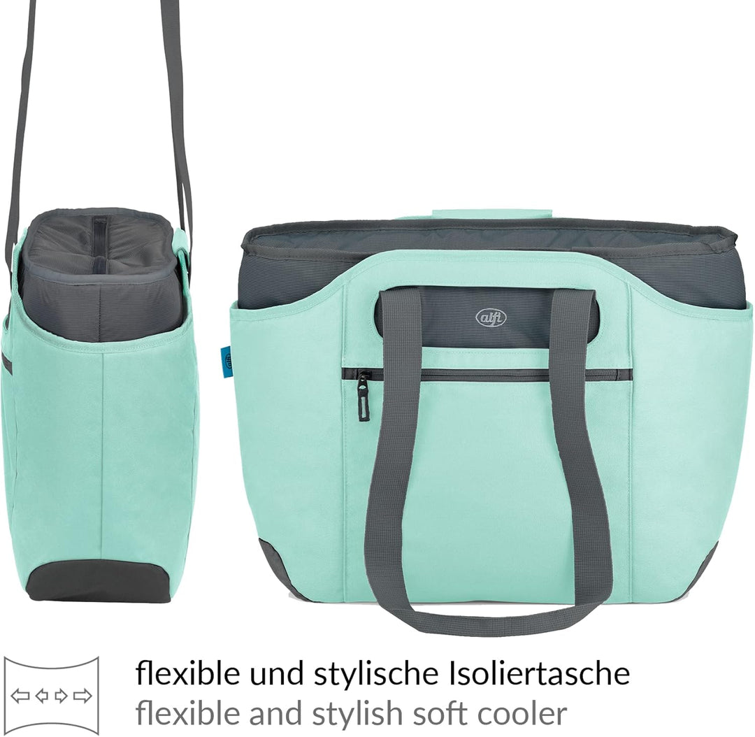 alfi ISO Bag 2in1 23 Liter, Mint Green, Thermo-Kühltasche aus Polyester mit extra Tragetasche, isoli
