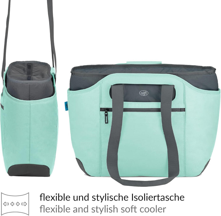 alfi ISO Bag 2in1 23 Liter, Mint Green, Thermo-Kühltasche aus Polyester mit extra Tragetasche, isoli