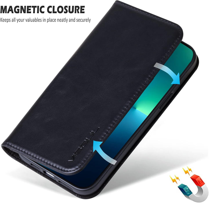 VISOUL Hülle für iPhone 13 Pro Handyhülle Schutzhülle TPU [Erstklassiges Echtleder] [Kartenfach] [Ma