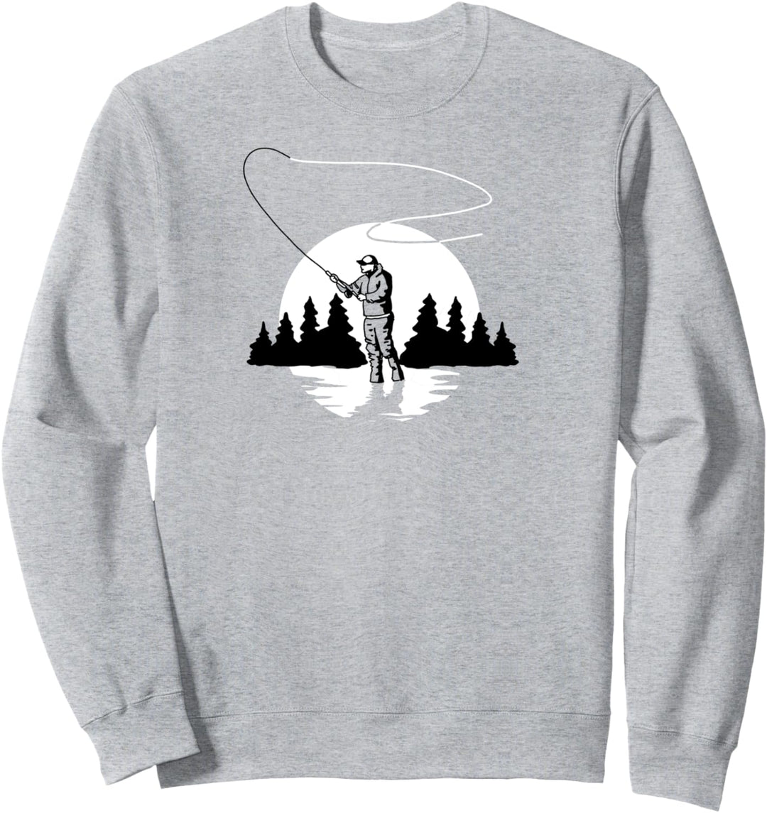 Fly Fishing Minimalist Vintage 80s Graphic Sweatshirt