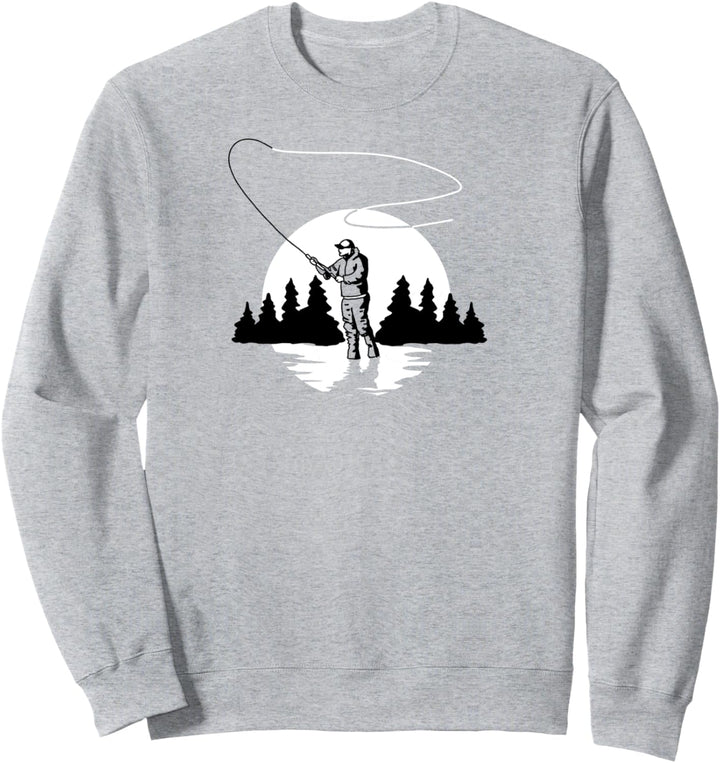 Fly Fishing Minimalist Vintage 80s Graphic Sweatshirt