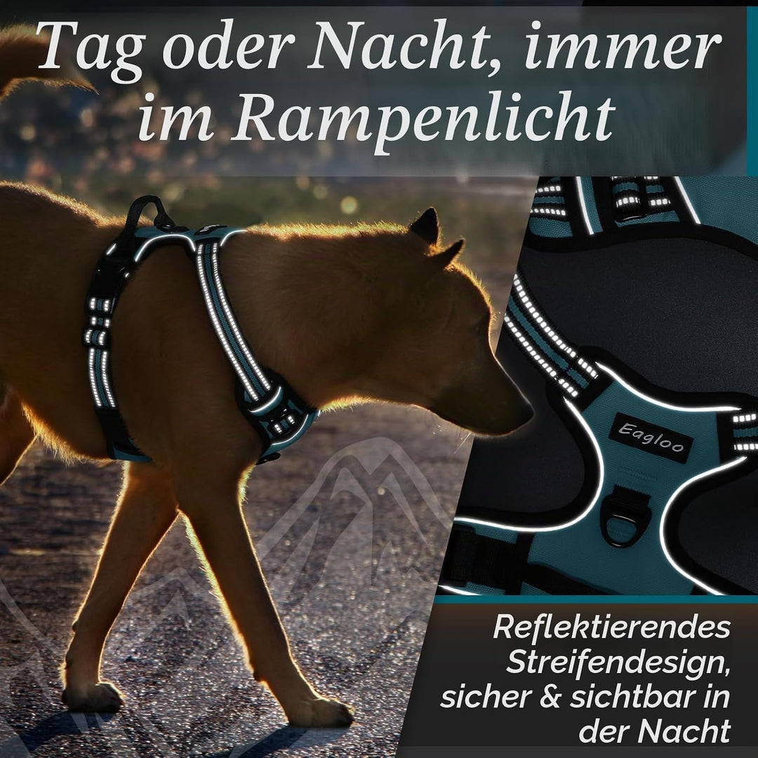 Eagloo Hundegeschirr Kleine Hunde, Anti Zug Hundegeschirr mit Reflexstreifen und Kontrolle, Verstell