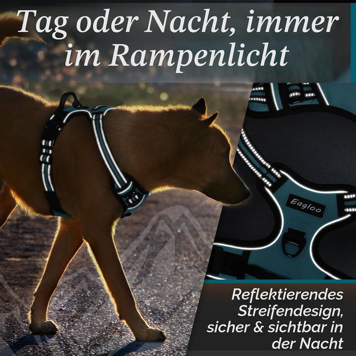 Eagloo Hundegeschirr Kleine Hunde, Anti Zug Hundegeschirr mit Reflexstreifen und Kontrolle, Verstell
