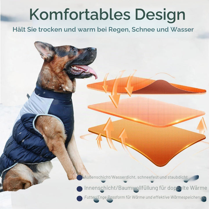 Hundemantel Grosse Hunde, XL - 5XL Wintermantel Hund Schnee Geeignet, Reflektierende, Wintermantel H