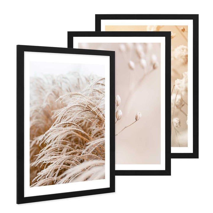 PHOTOLINI Bilderrahmen A2 42x59,4 cm Schwarz MDF-Holz, breite Rahmen, 3er Set, modern, bruchsicheres