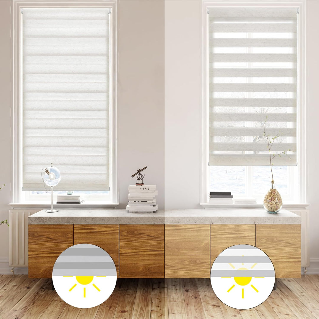 Blindecor - Indus doppelrollo klemmfix ohne bohren - duo rollo klemmfix Leinfarben - 95 x 150 cm (Br