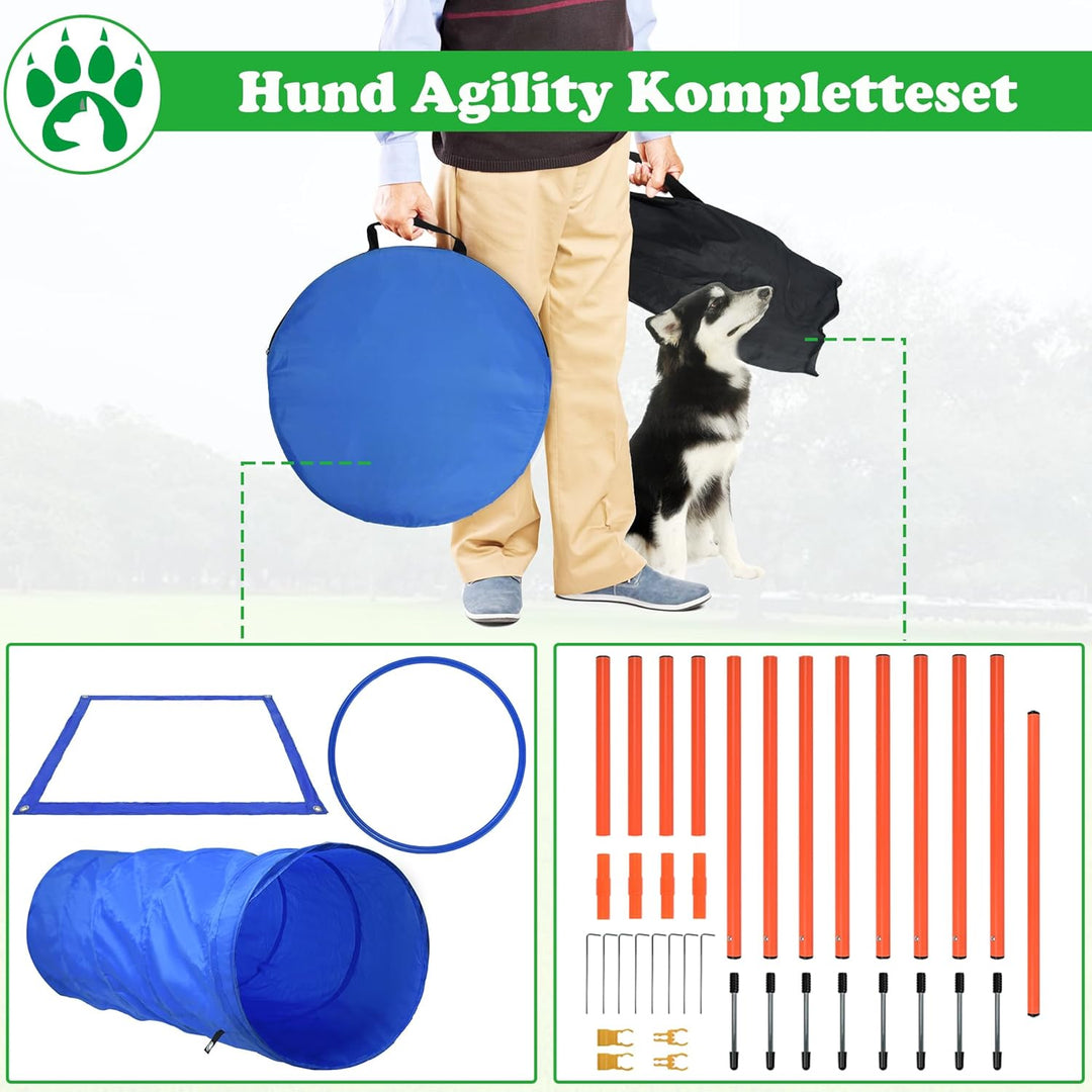 SUBTLETY Agility Ausrüstung für Hunde Gross Klein Hundetraining Spiele Agility Set mit Hundetunnel,