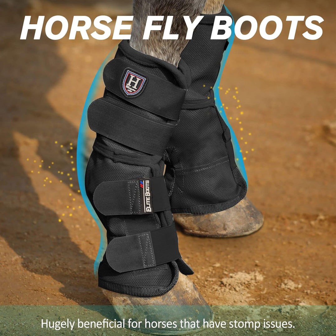 Harrison Howard Fliegenstiefel für Pferde, perfekte konturierte Passform, Beinschoner, dichtes Netz,