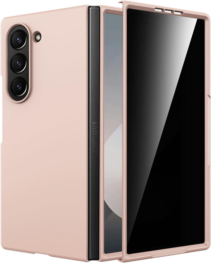 Miimall Handy Hülle für Samsung Z Fold 7 Slim Case mit Blickschutz Schutzglas, Induktives Laden Komp