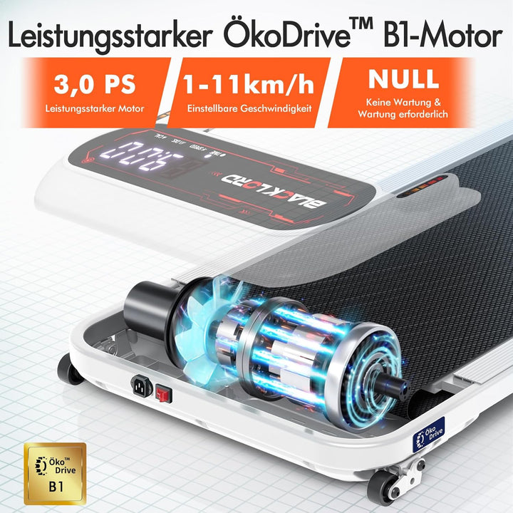 BLACK LORD Laufband, Walking pad 9/12/16 km/h, Laufmattemit/ohne 9% Steigung, unter dem Schreibtisch