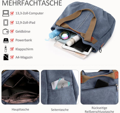 DIRRONA Casual Damen Segeltuch Umhängetasche Gross Kapazität Handtasche Reise Schultertasche Multifu