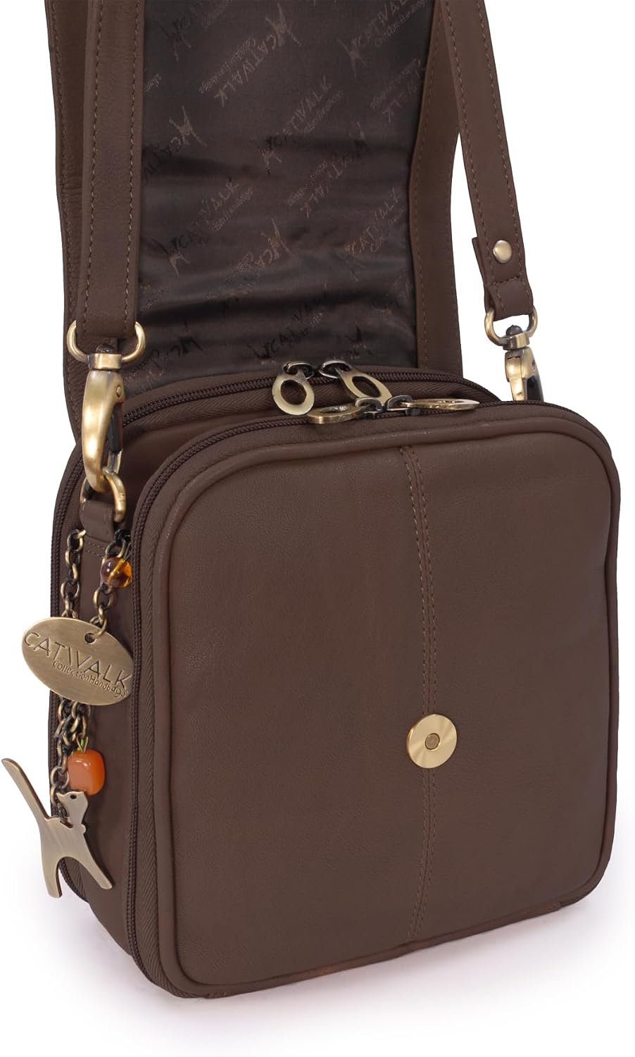 Catwalk Collection Handbags - Leder - Organizer/Umhängetasche/Schultertasche - TEAGAN Braun, Braun