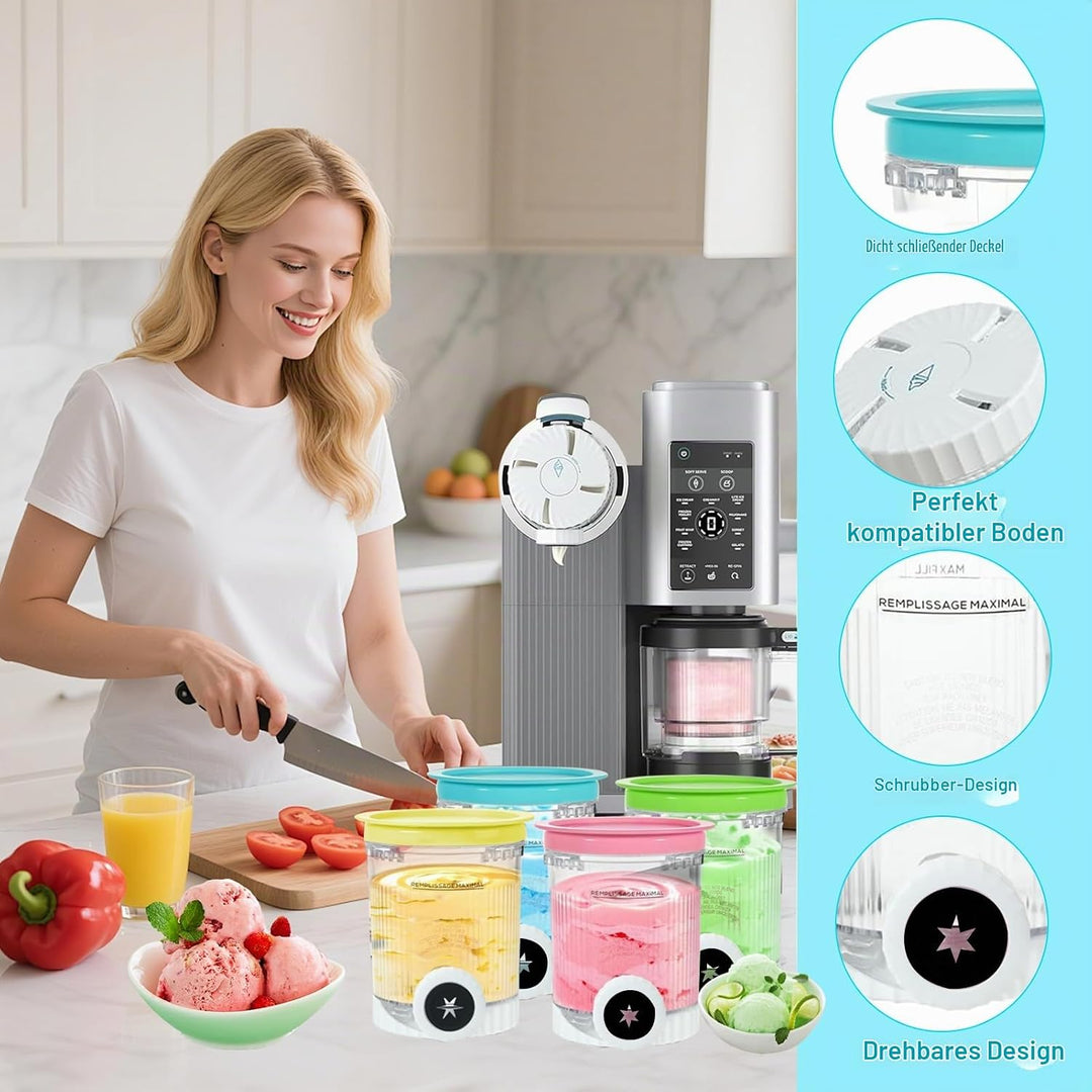 4 Stück Behälter für Ninja Creami Swirl NC701EU 480ml, Spülmaschinenfest und BPA-frei Behälter Swirl