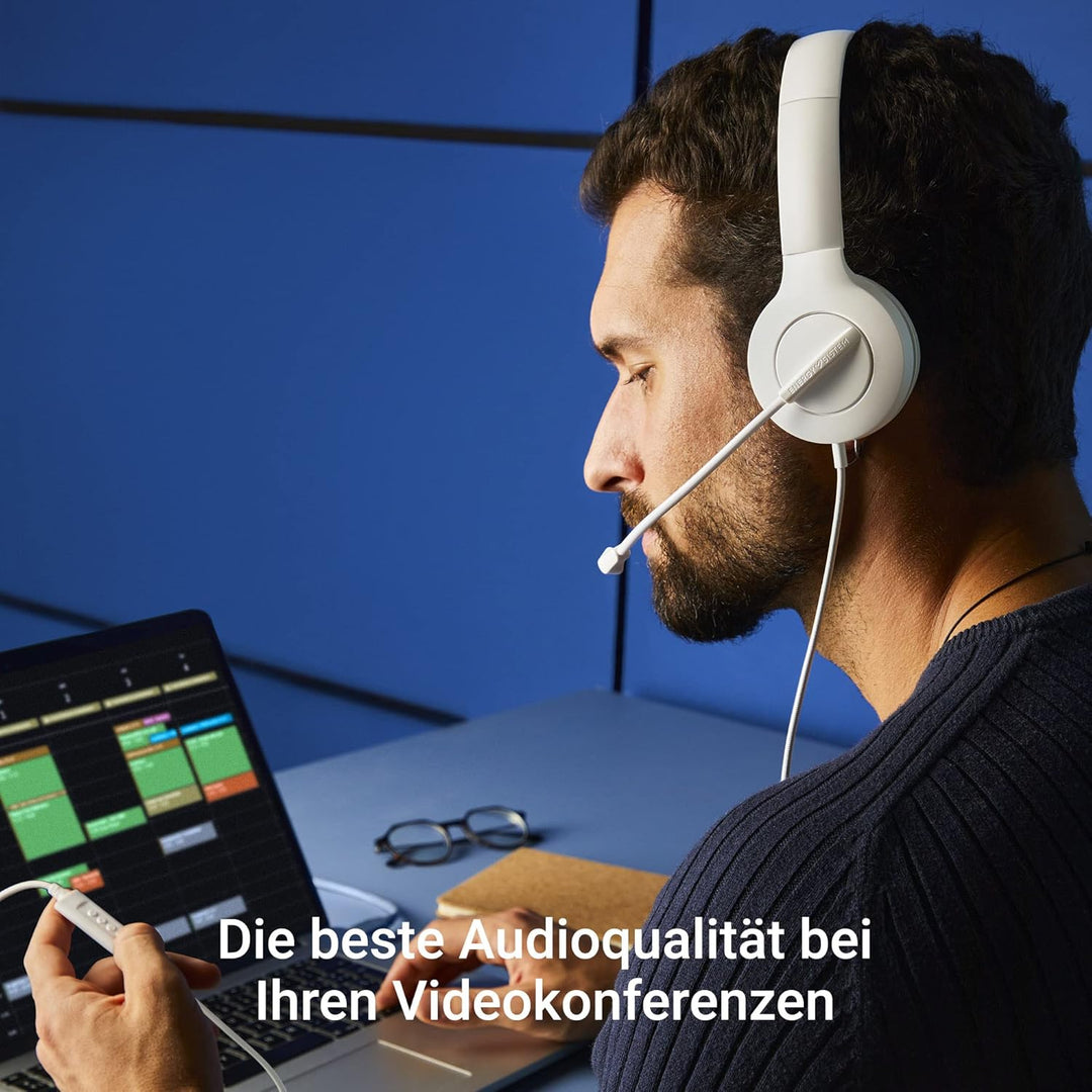 Energy Sistem Headset Office 3 (Kopfhörer mit USB-Anschluss und 3,5 mm, Lautstärkeregler und Mute-Fu
