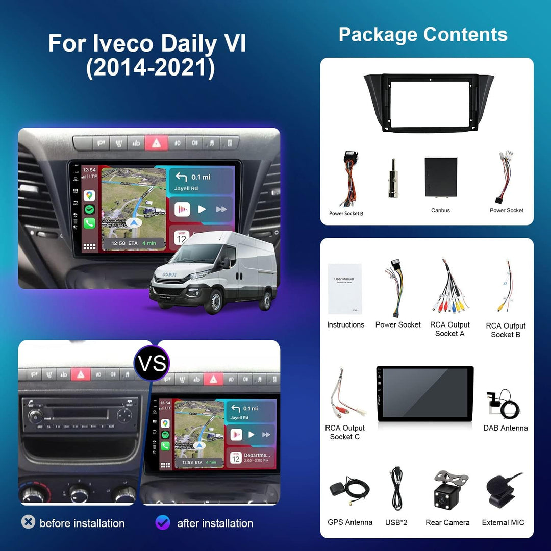 JOYX Android 13 IPS Autoradio - [Eingebaut DAB] - Passt für Iveco Daily VI (2014-2021) - Kabellos Ca