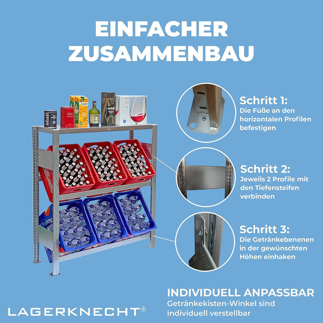 Lagerknecht Getränkekistenregal 6 Kisten Made in Germany professionelle Ordnung für Kisten Regal für