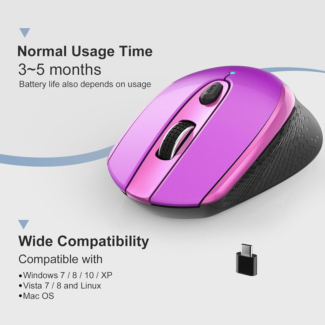 Maus Kabellos USB C, Funkmaus Batterie Klein 2.4G Computer Maus mit USB C Empfänger 3 Verstellbare D