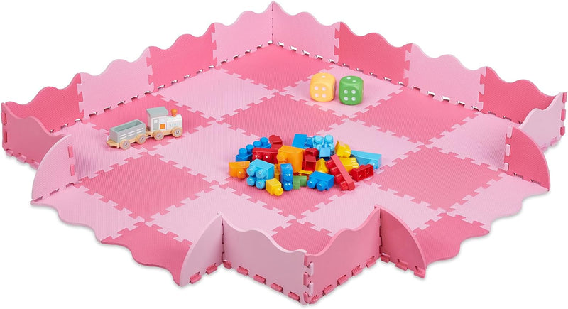 Relaxdays Puzzlematte 36-teilig, EVA Schaumstoff, schadstofffrei, 1,4 m², Spielmatte mit Rand, Kinde