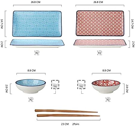 vancasso Sushi Set porzellan, MACARON japanische Ess Service, 6-teilig Geschirr-Set für 2 Personen M