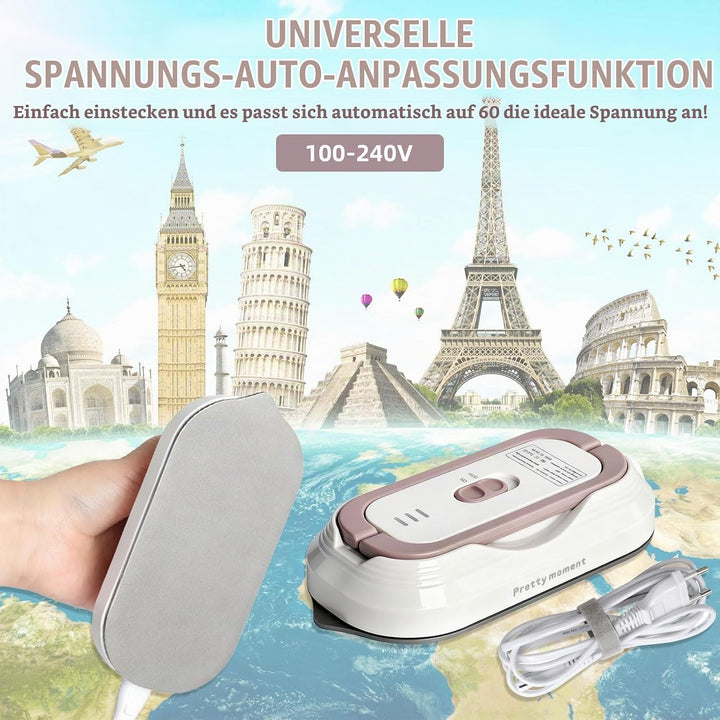 Mini Tragbares Reisebügeleisen mit Universalspannung 100-240V, Klein Bügeleisen Handgerät Kein Dampf