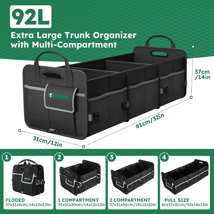 Kofferraum-Organizer mit 20L Frischhalte-Tasche - Robuste 600D Oxford Faltbox für SUV, Kombi & Estat