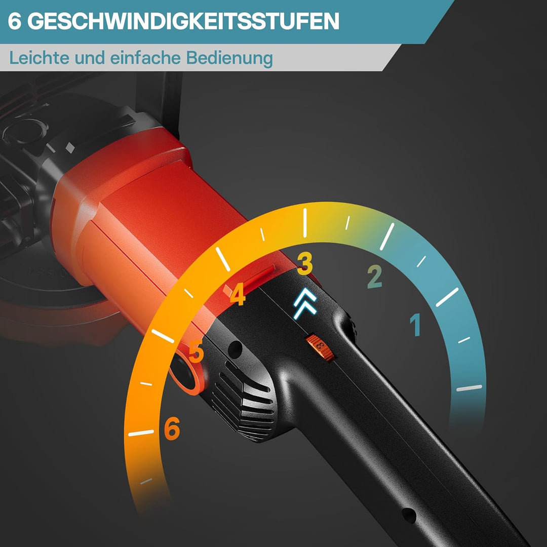 Wiltec Auto Poliermaschine Schleifmaschine 1200W bis 3000 U/min, Poliergerät mit 6 Stufen, mit Tasch