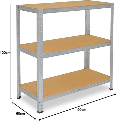 shelfplaza® 100x90x60cm Home Schwerlastregal verzinkt/Metallregal mit 3 Böden/Kellerregal Metall, Ga