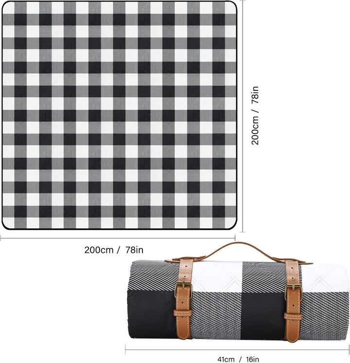 Picknickdecke 200 x 200cm,Gitter Picknickdecke Wasserdicht,Tragbare Waschbar Extra Grosse Stranddeck