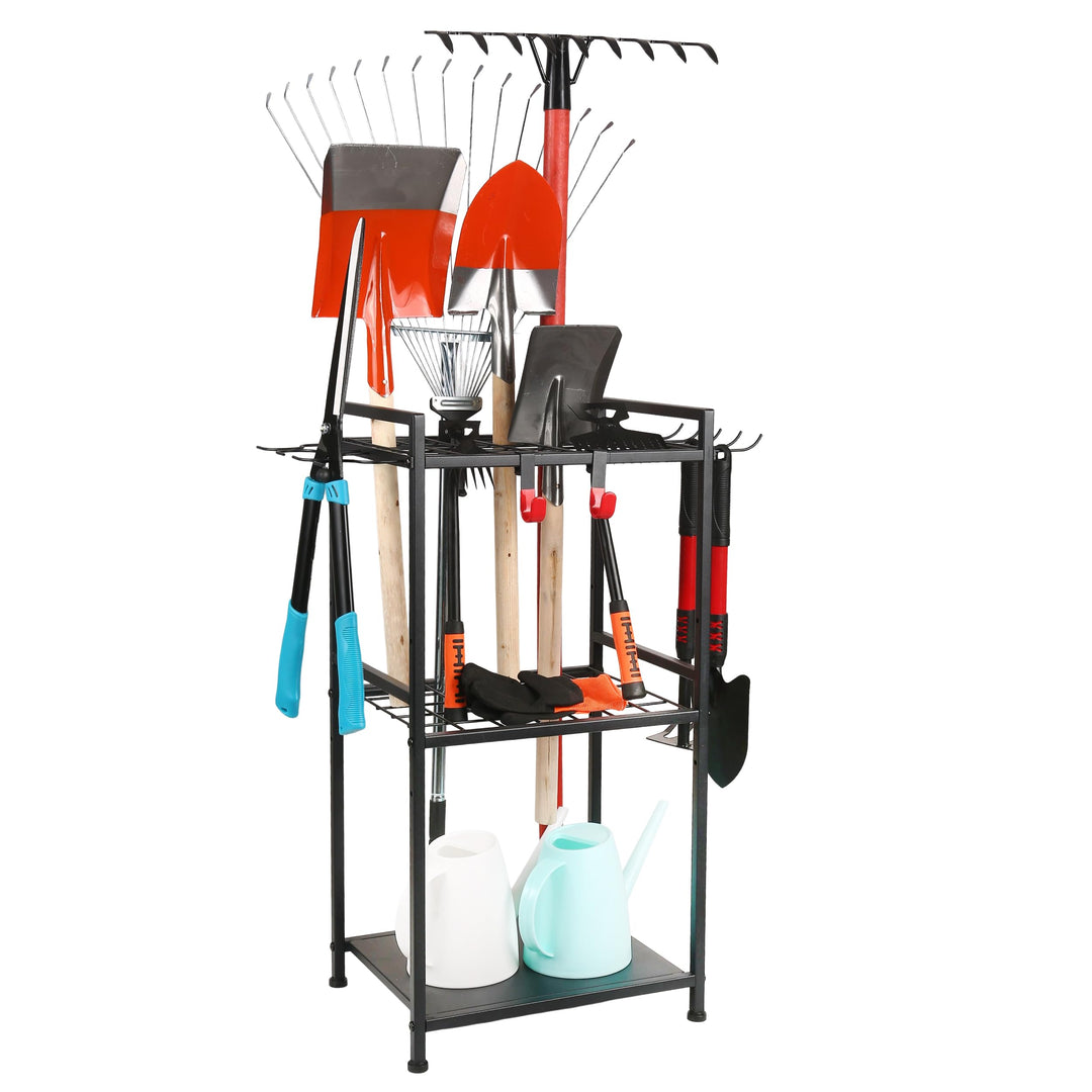Gartengeräteständer mit 35 Schlitzen & 11 Haken,Schwerlast Kohlenstoffstahl Gartengeräte Organizer,G