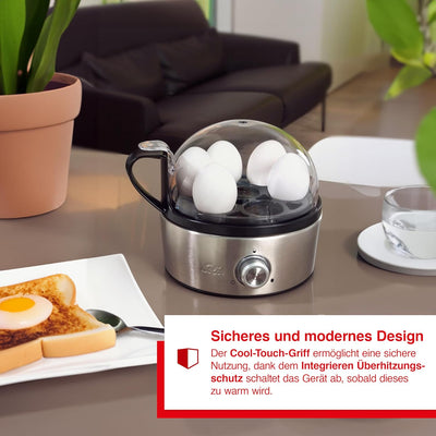 Solis Eierkocher Egg Boiler & More 827 - Für 7 Eier - Kochen und Dämpfen - Mit Härtegradeinstellung