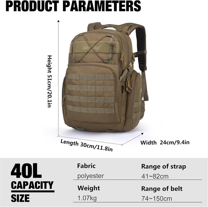 Mardingtop 28L/40L Militär Rucksack Wanderrucksäcke Trekkingrucksack Tactical Molle Rucksack für Cam