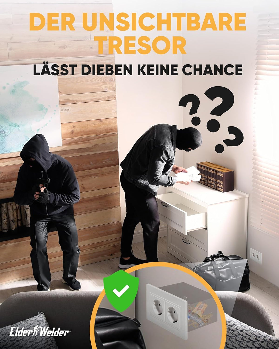 Elder Welder® Steckdosen Safe Tresor Versteck | Jetzt mit Fake-Stecker Funktion | Wandtresor zum Ein