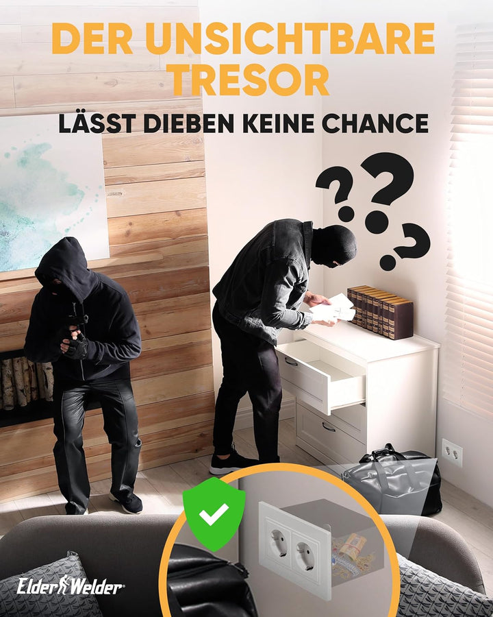 Elder Welder® Steckdosen Safe Tresor Versteck | Jetzt mit Fake-Stecker Funktion | Wandtresor zum Ein