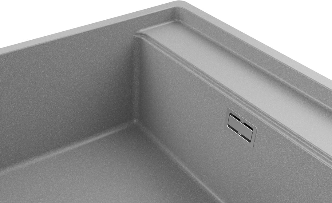 Unterbauspüle Granit Grau 56x53cm, Spülbecken 1 Becken + Ablauf-Set + Küchenarmatur + Schneidebrett,