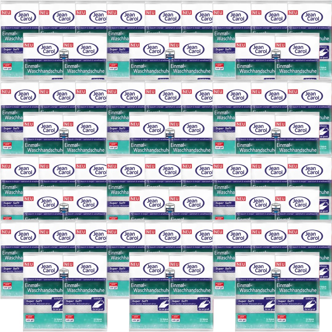 Jean Carol Einmal-Waschhandschuhe – 12 Stück, 5er Pack | Weich, hygienisch & hautfreundlich | Für Pf
