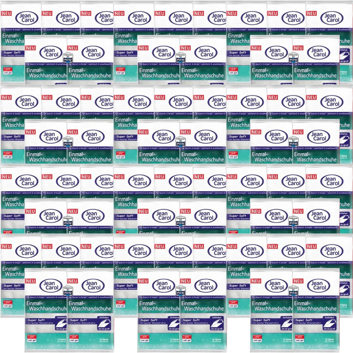 Jean Carol Einmal-Waschhandschuhe – 12 Stück, 5er Pack | Weich, hygienisch & hautfreundlich | Für Pf