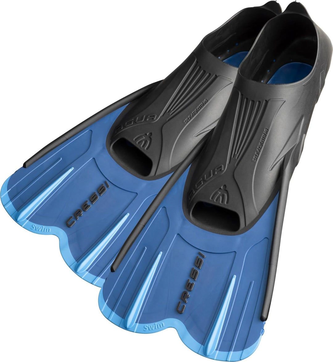 CRESSI Agua Short Fins - Self Adjusting Flossen für Schnorcheln, Schwimmen und Trainieren 35/36 Blau