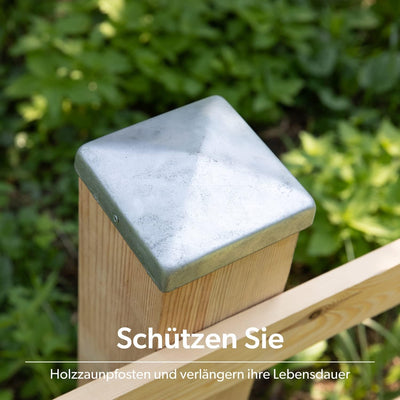 Pfostenkappen 12x12 cm - 10 Stück, 120x120 mm, Zaunpfosten Metall/Zaunpfosten verzinkt, Pyramiden Fo