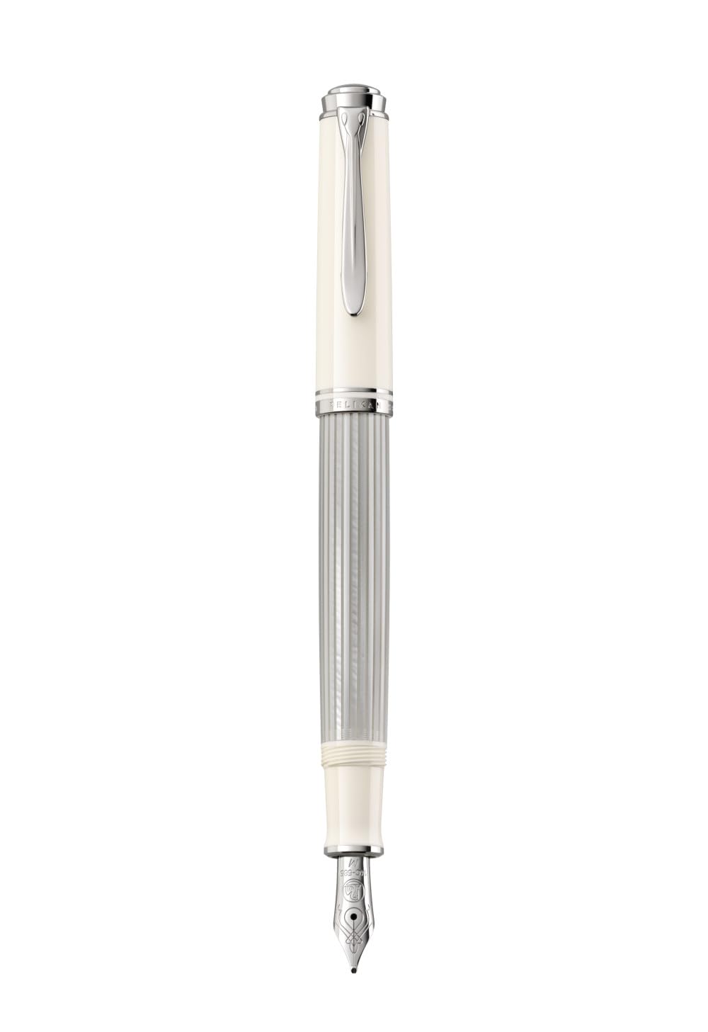 Pelikan 818919 Kolbenfüllhalter M405 Silber-Weiss, Feder M, mit besonderem Geschenketui Feder M Füll