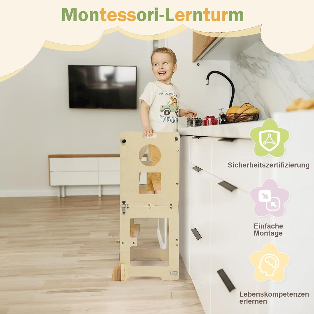 LEADZM Lernturm ab 1 Jahr，Lernturm Klappbar，Montessori Spielzeug ab 1 Jahr，Learning Tower，für Küche