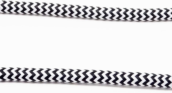 10m Stoffkabel Schwarz Weiss gezackt 3G 0,75qmm Textilkabel Lampenkabel Leuchtenkabel Kabel Stromkab