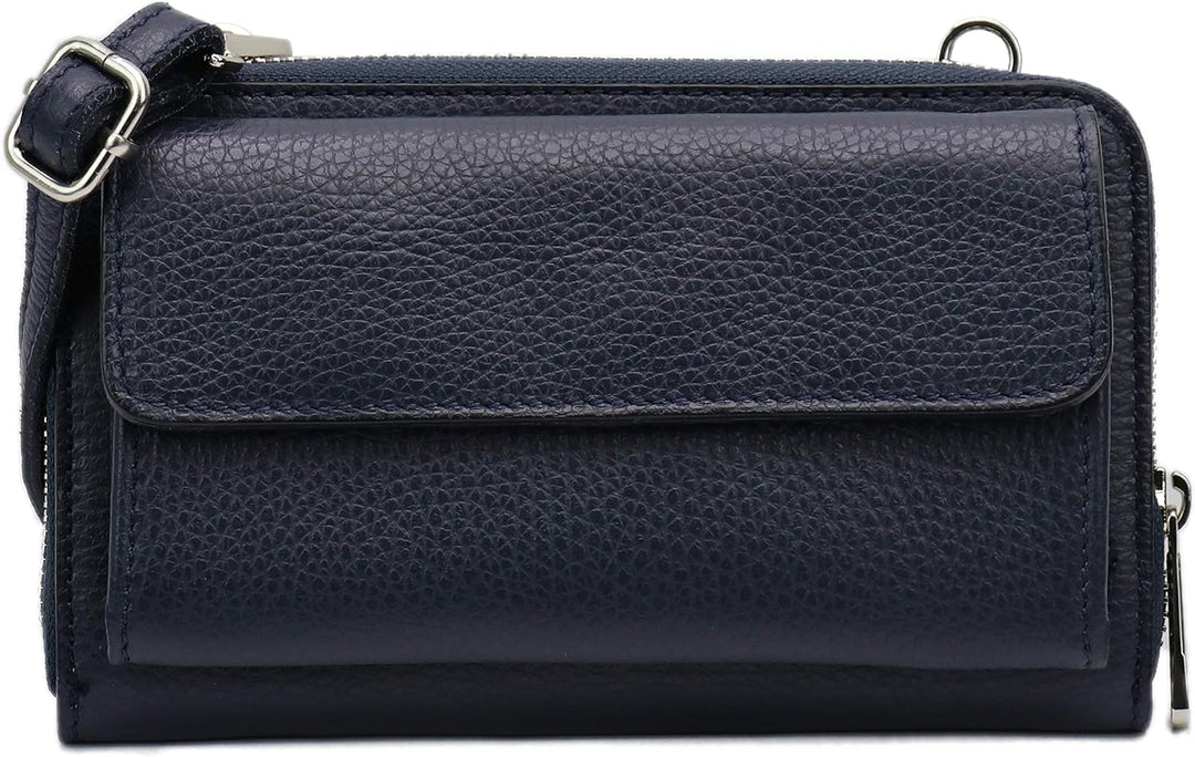 SH Leder Damen Handytasche Umhängetasche Geldbörse Multifunktion Beutel aus Echtleder Verstellbar Sc