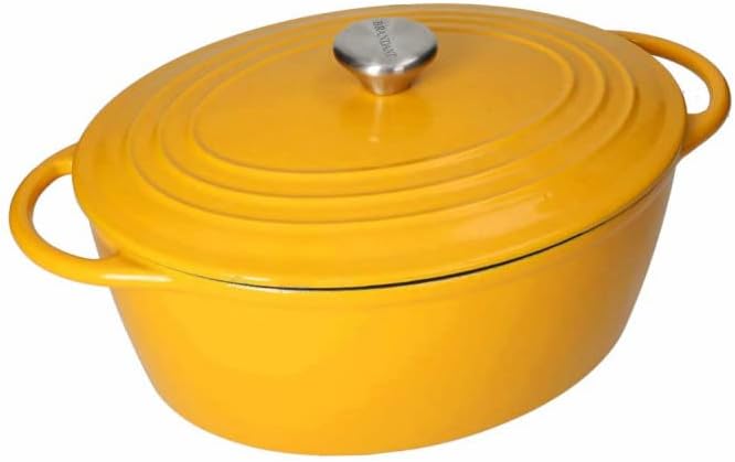 Brandani 52575 Schmortopf oval gelb Gusseisen emailliert Fassungsvermögen 5 l, 29 x 23,5 x 12,5 cm,