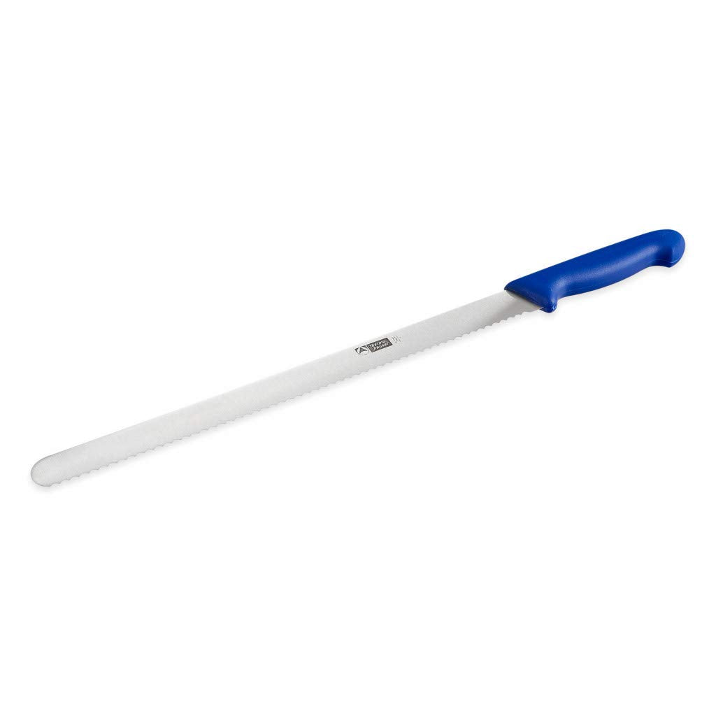 thermohauser Konditormesser (Stahl, rostfrei), einseitiger Wellenschliff, mit blauem Kunststoffgriff