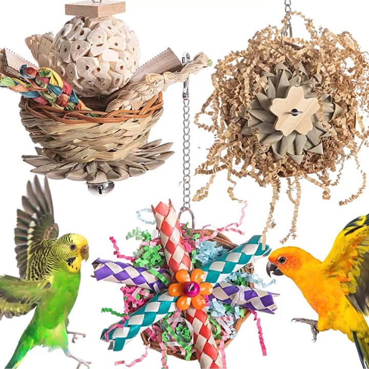3 Stück Vogelspielzeug, Vogel-Papageien-Spielzeug, Papageienspielzeug, Wellensittich Spielzeug, Voge