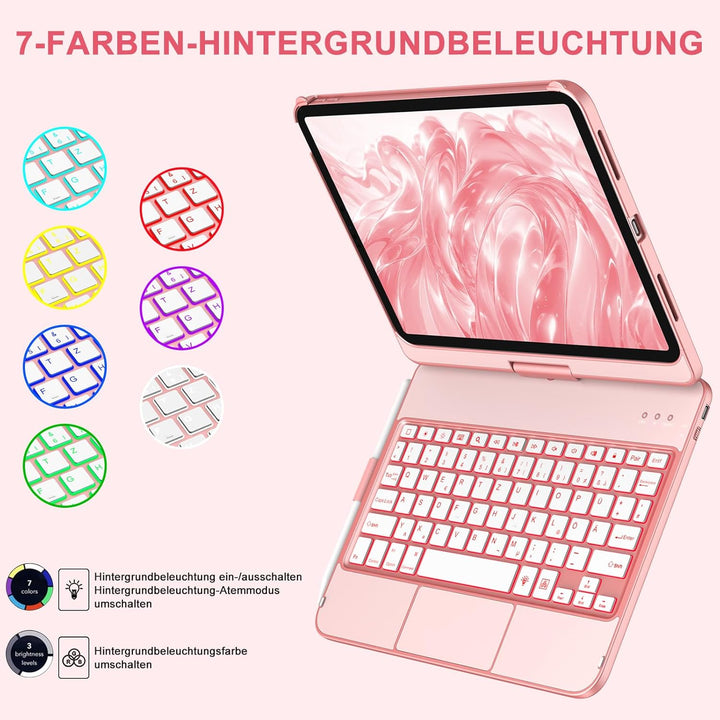 aMZCaSE für iPad 10. Generation 2022/A16 11.Generation 2025 (10,9/11 Zoll) Hülle mit Tastaturhülle,T