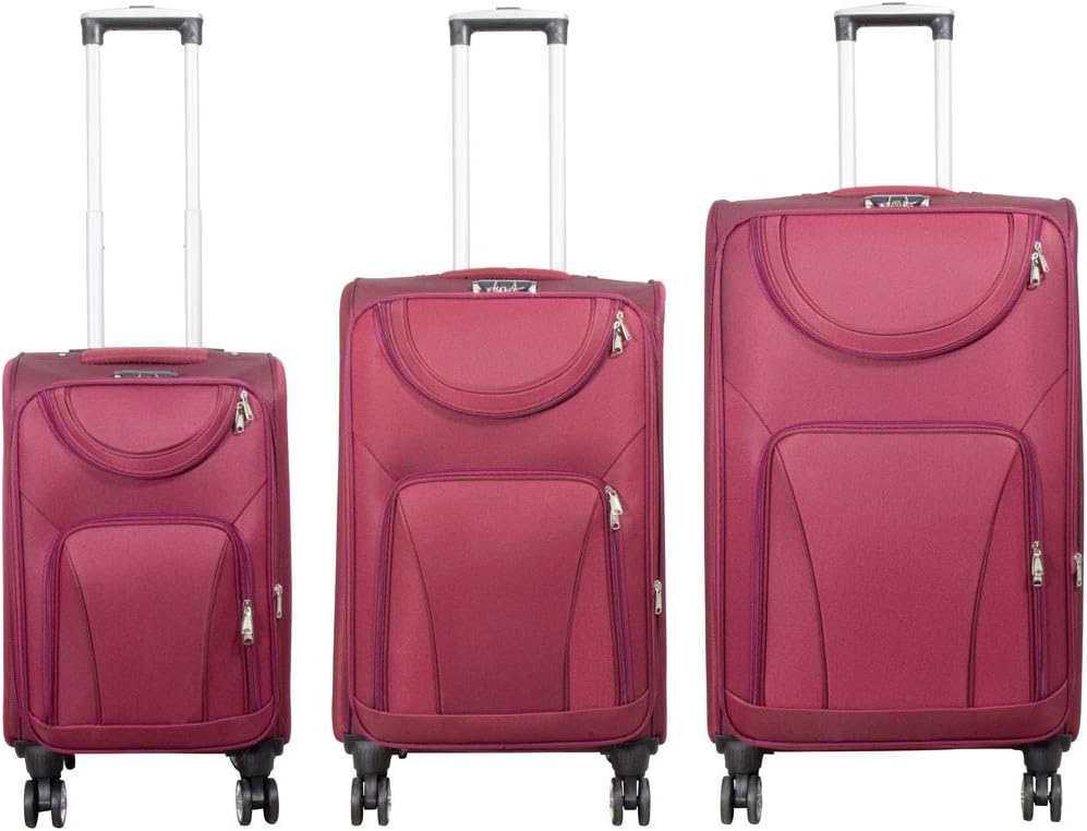 Trendyshop365 Weichgepäck Koffer-Set 3-teilig Maribor 4 Rollen Zahlenschloss Rot Kofferset 3 teilig